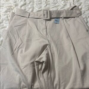 LOFT Cream Belted Trousers